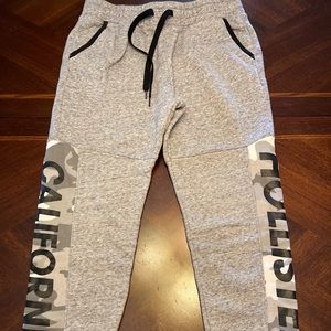 Hollister Jogger Pants Men's Medium Grey Camo With Drawstrings